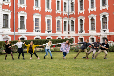 students playing a game